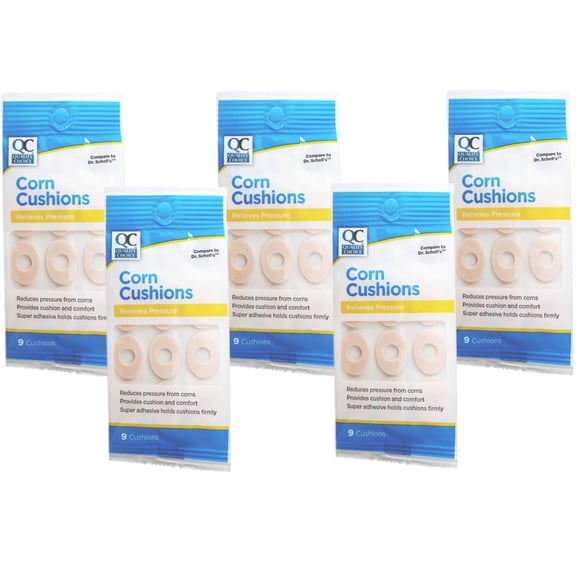 Quality Choice Corn Cushions Soft Foam Adhesive Pads for Pressure Relief 9 Count (Pack of 5)