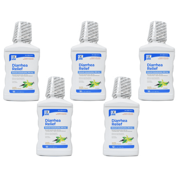 5 Pack Quality Choice Diarrheal Relief Vanilla Regular Flavor 12oz Each