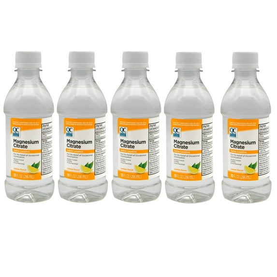 5 Pack - Quality Choice Magnesium Citrate Liquid Laxative - Constipation Relief Oral Solution - Lemon Flavor 10oz Each