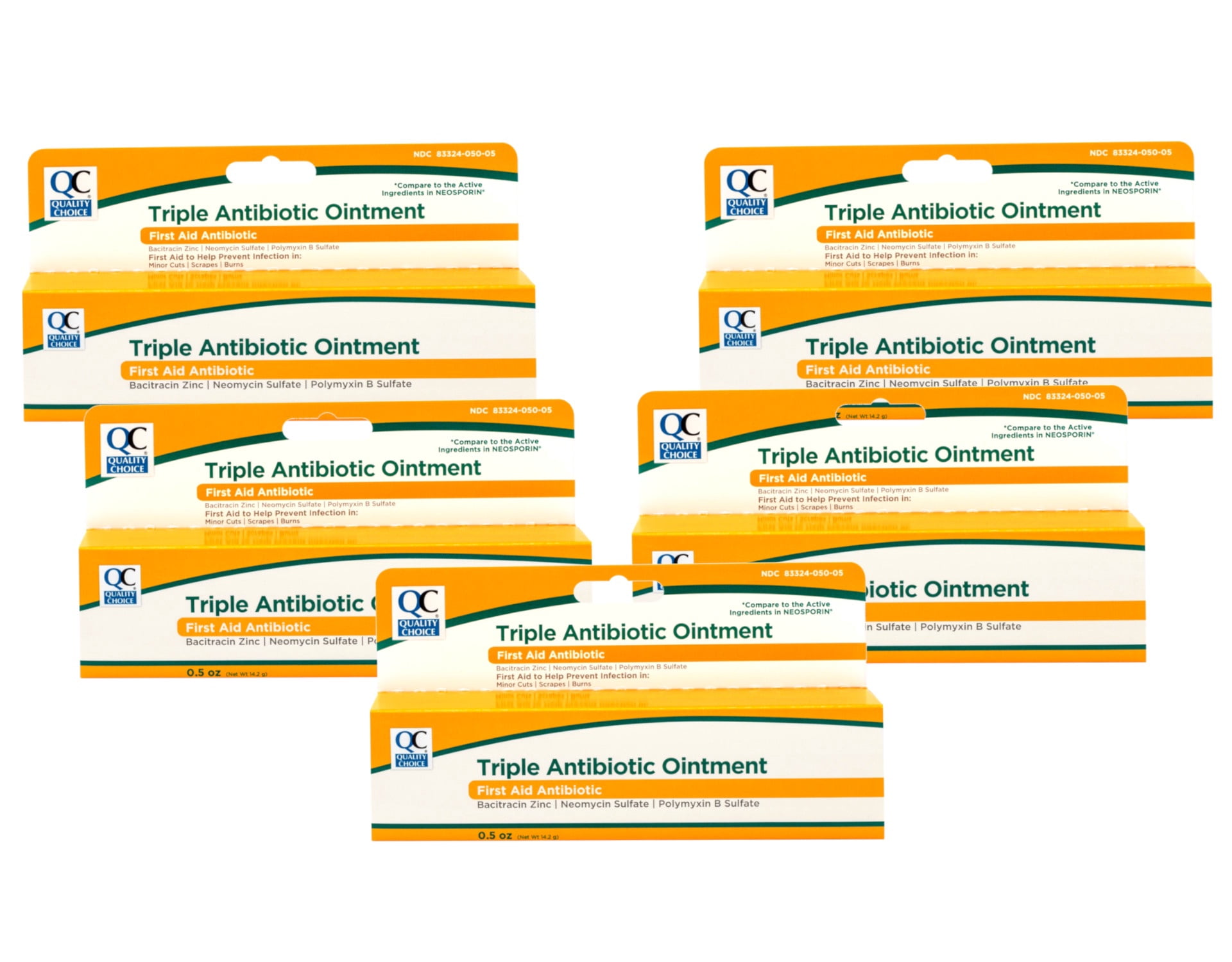 5 Pack - Quality Choice Triple Antibiotic Ointment, First Aid to Help Prevent Infection in Minor Cuts, Scrapes, Burns, 0.5 OZ