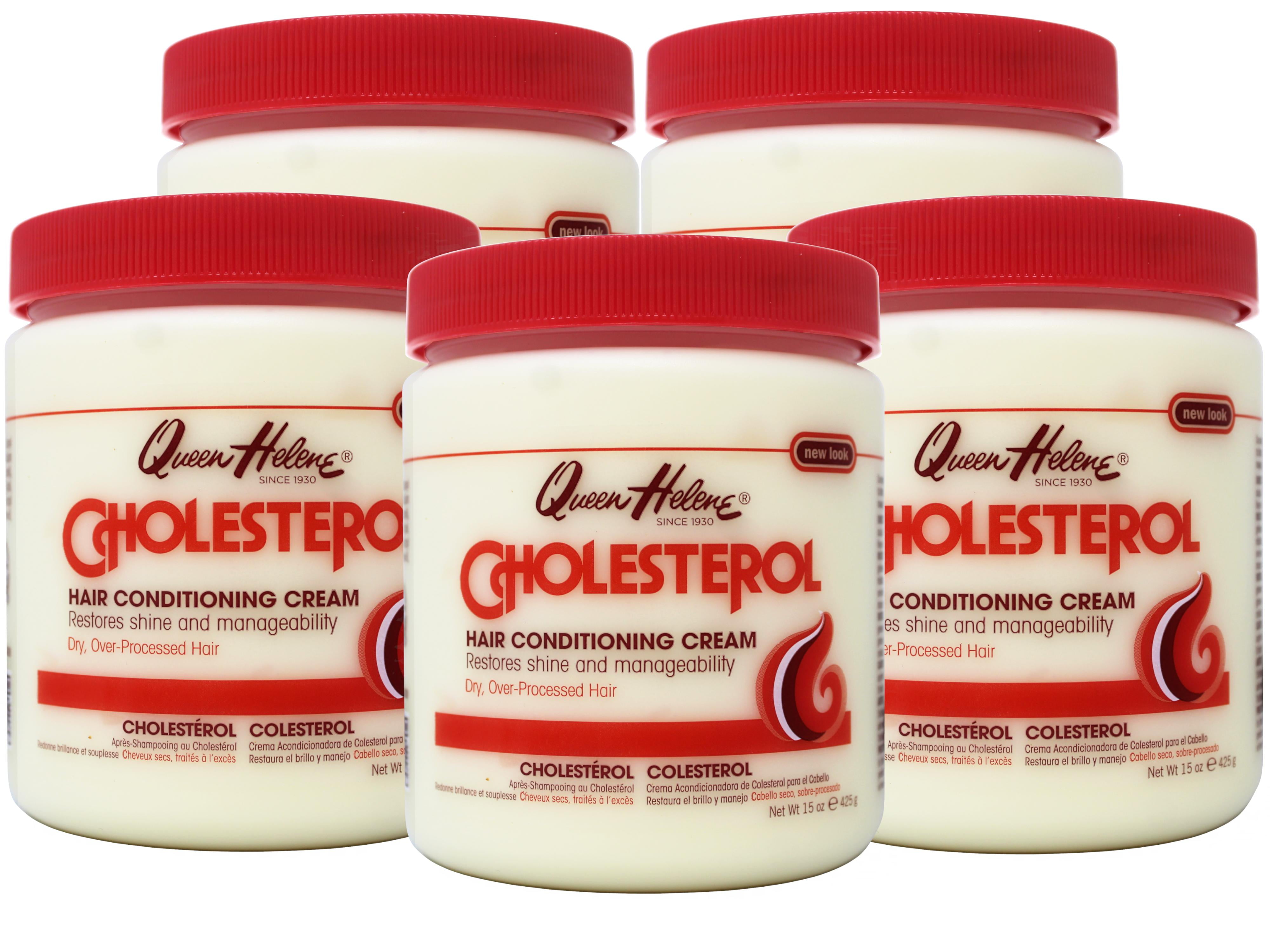 5 Pack - Queen Helene Cholesterol Cream, Deep Conditioning Hair Treatment, for Dry, Over-Processed Hair, 15 oz