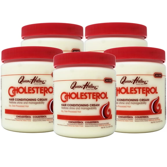 5 Pack - Queen Helene Cholesterol Cream, Deep Conditioning Hair Treatment, for Dry, Over-Processed Hair, 15 oz
