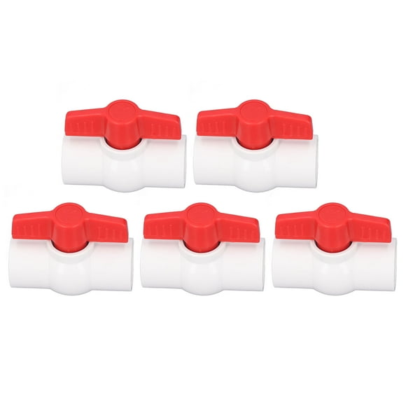 5-Pack Quick Connect 20mm ID PVC Plastic Water Supply Ball Valve with Screw Switch for Tubing Hose Pipe Fittings