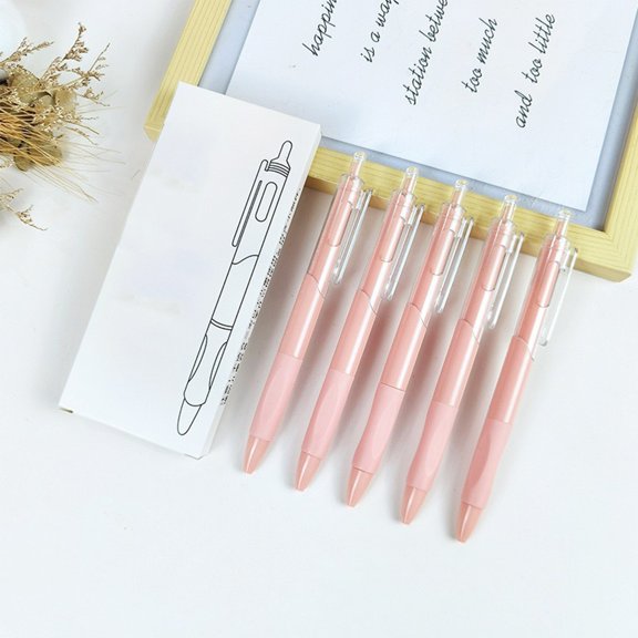 5 Pack Quick-Dry Black Gel Pens – 10ml Smooth 0.5mm Fine Point Retractable Pens for Writing, Journaling, Office & Campus, Fast-Drying Ink Stationery Set