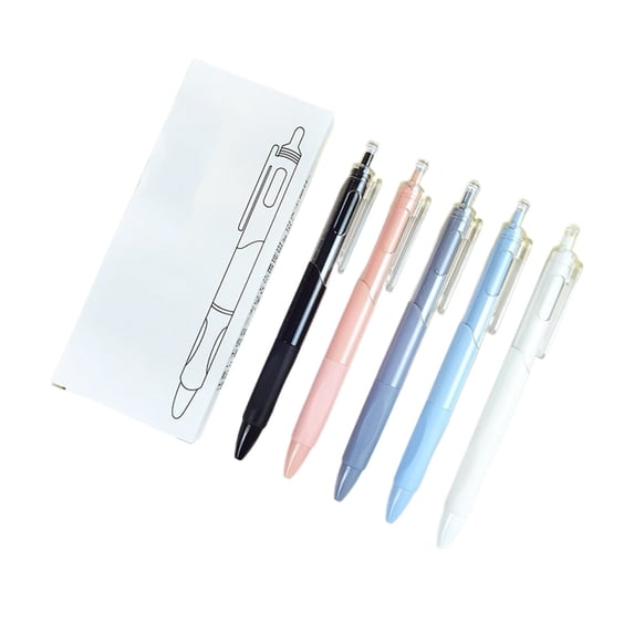 5 Pack Quick Dry Click Pens, Multicolor Gel Ink Pen Set, Writing Retractable Pen for Office Campus Note Taking and Planning Gift Set