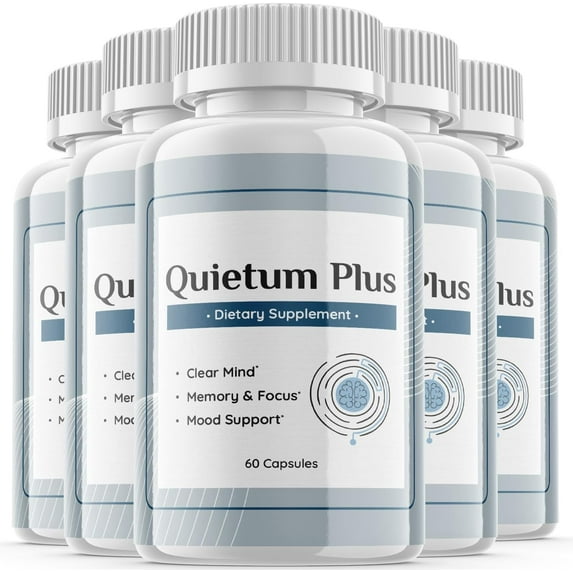(5 Pack) Quietum Plus - Dietary Supplement for Hearing - Tinnitus Support for Healthy Middle and Inner Ear Structures, Cognitive and Nootropic Support, Nerves and Blood Supply - 300 Capsules