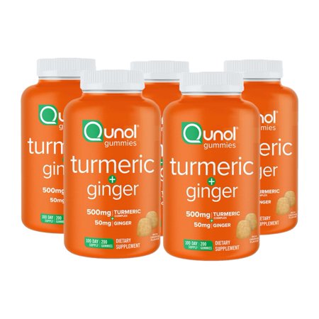 5 Pack | Qunol Turmeric Plus Ginger, 200 Gummies