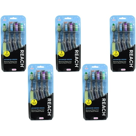 5 Pack REACH Advanced Design Adult Toothbrush, Firm, 7 Count
