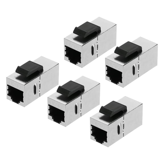 5 Pack RJ45 Cat 6 Ethernet Coupler, Cat6 Shielded Coupler Jacks Female to Female Ethernet Adapter, Silver