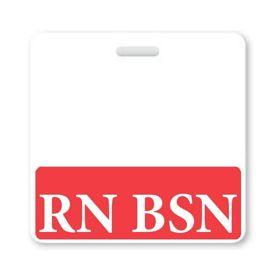 5 Pack - RN BSN Badge Buddies - Horizontal- Heavy Duty Spill Proof & Tear Resistant Cards - 2 Sided - Quick Role Identifier ID Buddy for BSN Registered Nurses - USA Printed by Specialist ID (Red)