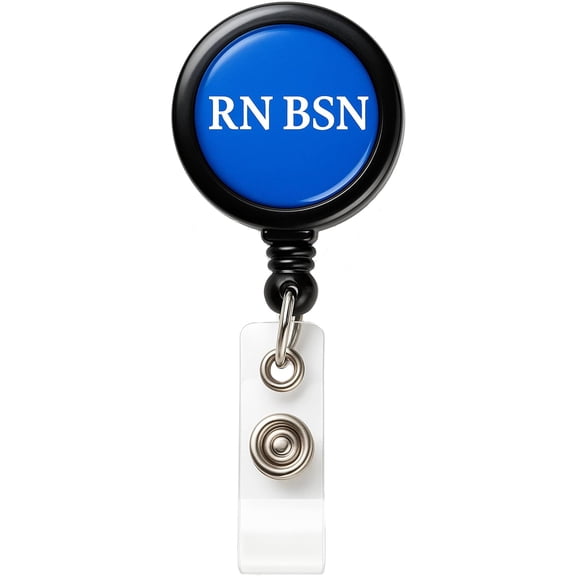 5 Pack - RN BSN Badge Buddy Reels with Alligator Clip - Swivel Retractable Reel Badge Holder & Title Card in One - Nurse Retractable Clip Hospital I'd Role Dome Label by Specialist ID (Blue)
