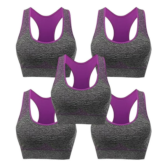 5 Pack Racerback Sports Bras for Women Medium Support Padded Wireless Seamless Workout Gym Activewear Bra