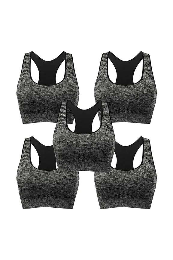5 Pack Racerback Sports Bras for Women Medium Support Padded Wireless Seamless Workout Gym Activewear Bra