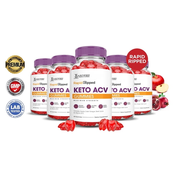 (5 Pack) Rapid Ripped Keto ACV Gummies 1000MG Dietary Supplement 300 Gummys