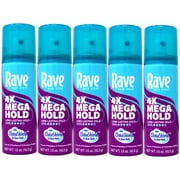 5 Pack - Rave 4X Mega Hold Hair Spray, All-Weather Protection, Travel Size, 1.5 oz