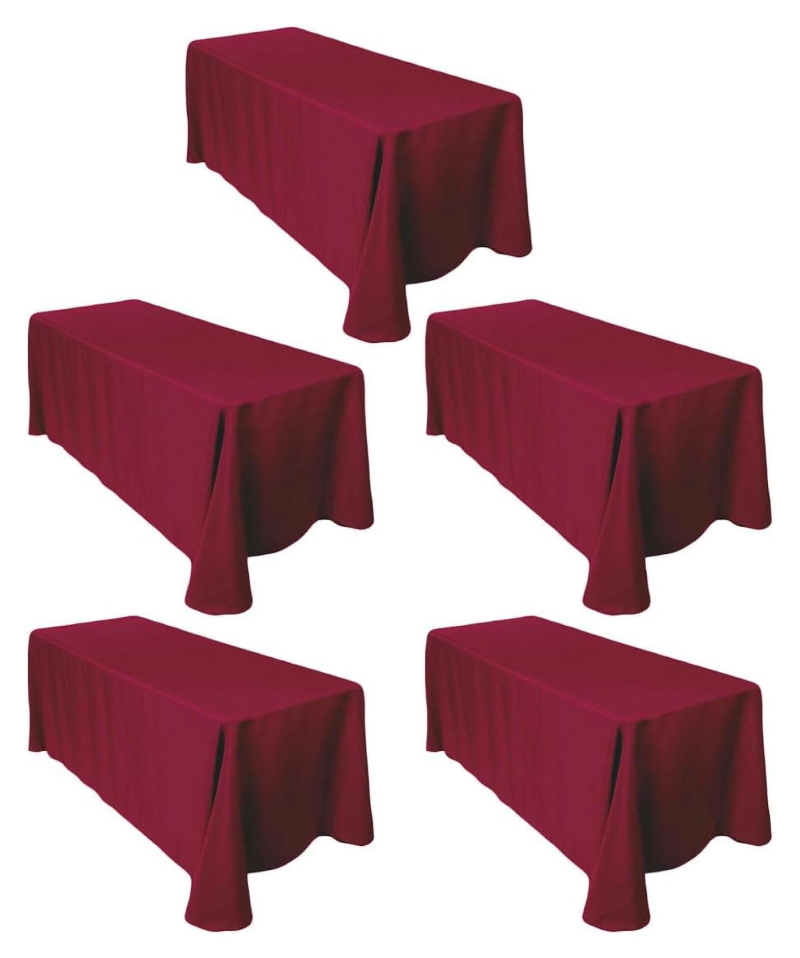 Table Cloths Rectangular 5-Pack Rectangular Tablecloths 90 in x 132 in with Rounded Corners ...