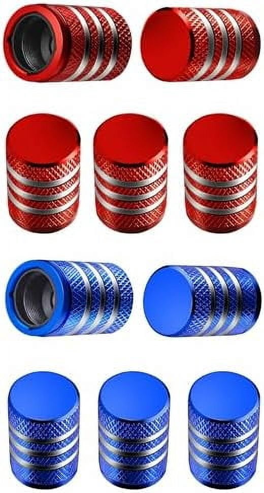 5pcs Metal Tire Valve Stem Caps – Red, Corrosion Resistant With Plastic Liner, Universal Fit For Cars & Bikes