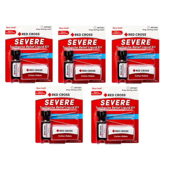 5 Pack - Red Cross Toothache Complete Medication Kit 0.12oz Each
