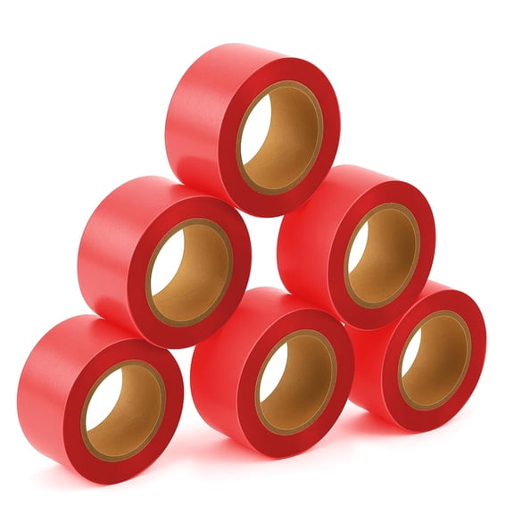 5 Pack Red Flagging Tape, 1" x 750 ft Length  Highly Visible Survey Tape for Marking & Barricading | Non-Adhesive Trail & Tree Marking Tape