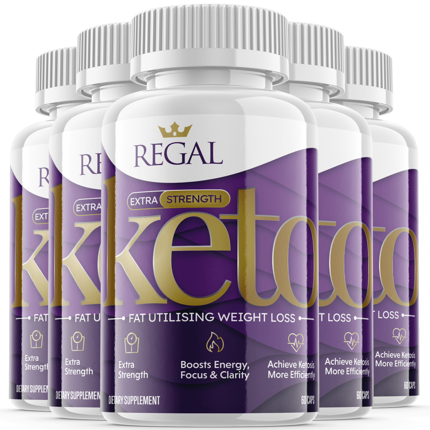 (5 Pack) Regal - Keto Supplement for Weight Loss - Energy & Focus Boosting Dietary Supplements for Weight Management & Metabolism - Advanced Fat Burn Raspberry Ketones Pills - 300 Capsules