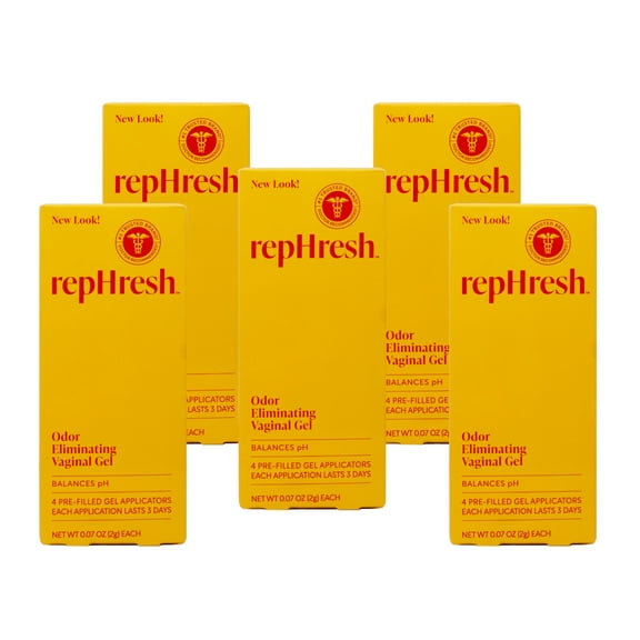 5 Pack - RepHresh Odor Eliminating Vaginal Gel - 4 Count (0.07oz Each)