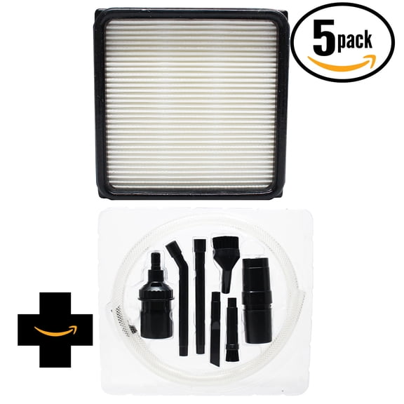 5-Pack Replacement Dirt Devil F66 Vacuum HEPA Filter and Foam Filter Insert with 7-Piece Micro Vacuum Attachment Kit - Compatible Dirt Devil 304708001, F59, F66 HEPA Filter and Foam Filter Insert