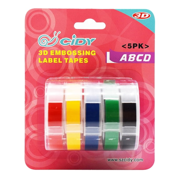 5 Pack Replacement for Label Maker Refills 9mm*300cm/Roll Manual Embossing Label Tape Refills Compatible with DYMO 12813/12814/1610/1540/1535/1575/17266