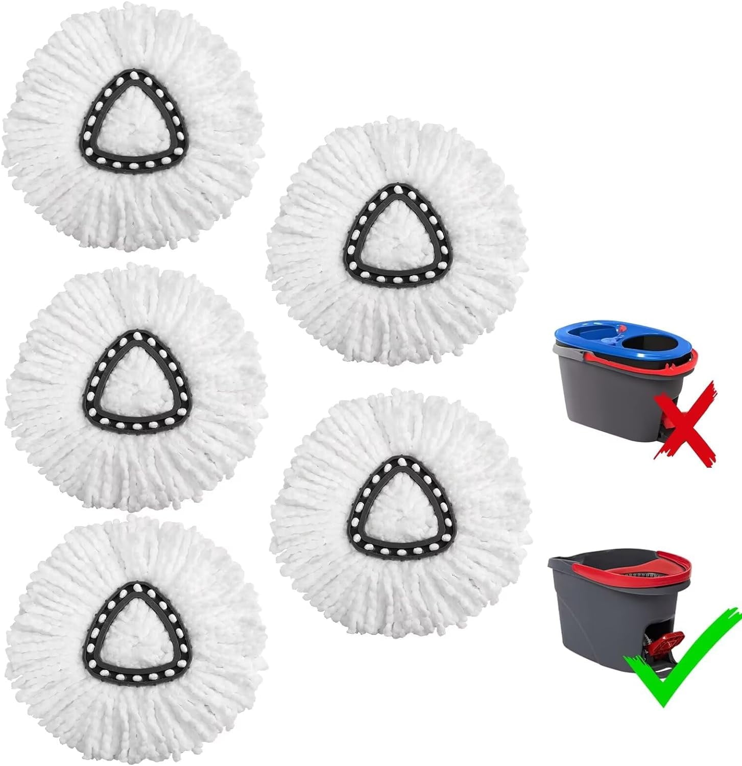 [5 Pack]Replacement Spin Mop Head,Universal Refill Microfiber Mop Heads 100% Microfiber,Spin Deep Cleaning Machine Washable and Easy-to-Replace,Replacement Mop Head(White)