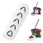 [5 Pack]Replacement Spin Mop Head,Universal Refill Microfiber Mop Heads 100% Microfiber,Spin Deep Cleaning Machine Washable and Easy-to-Replace,Replacement Mop Head(White)