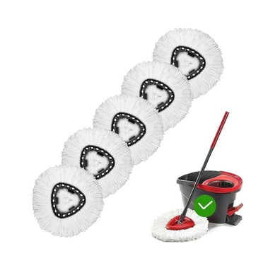 [5 Pack]Replacement Spin Mop Head,Universal Refill Microfiber Mop Heads 100% Microfiber,Spin Deep Cleaning Machine Washable and Easy-to-Replace,Replacement Mop Head(White)