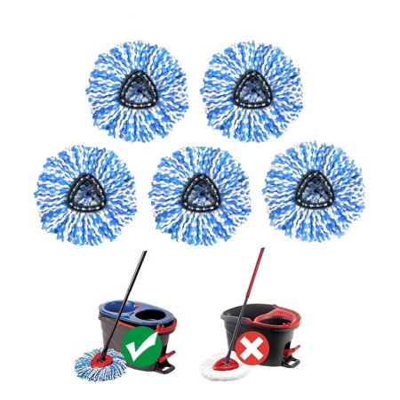 [5 Pack]Replacement Spin Mop Head,Universal Refill Microfiber Mop Heads 100% Microfiber,Spin Deep Cleaning Machine Washable and Easy-to-Replace,Replacement Mop Head(White)