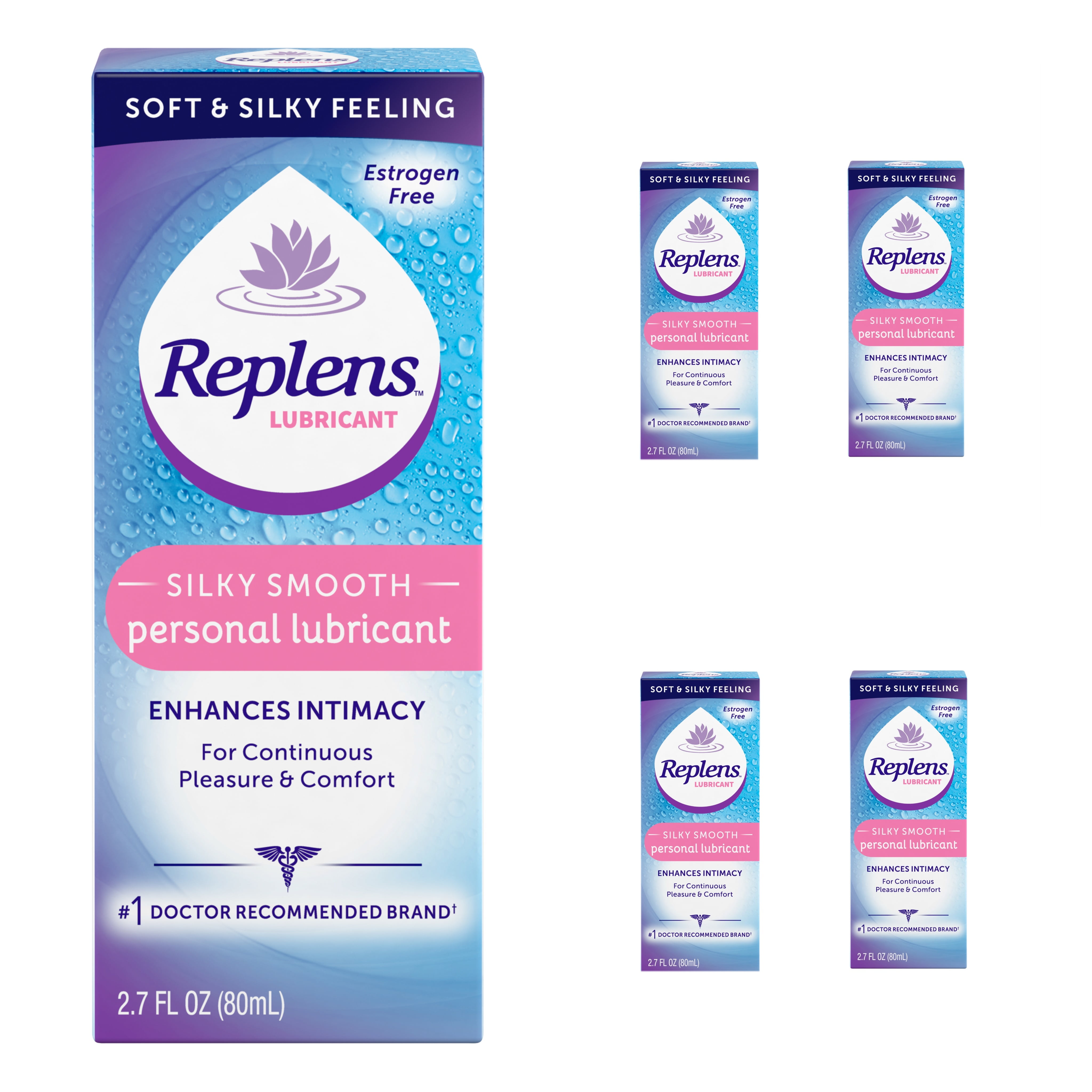 5 Pack - Replens Silky Smooth Personal Lubricant 2.7 oz (80 mL) Each