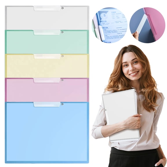 5 Pack Report Covers with Swing Clip, File Folder with Swing Clip, 30 Sheets Capacity, Slide Locking Report Covers, Letter Size