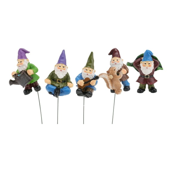 Pawsdot Resin Garden Gnomes Assorted Colors Fine Workmanship Cake and Garden Adornment 5Pcs