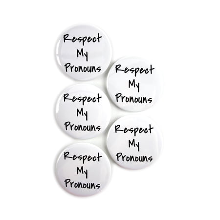 5 Pack - Respect My Pronouns Preferred Gender Pinback Button Badges 2.25 Inch