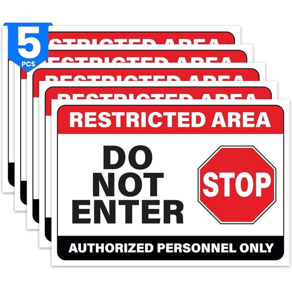 5 Pack Restricted Area Authorized Personnel Only Sign | 12"x8" Inch Metal tin sign Metal Employees Only Sign | UV-resistant, Water-proof Authorized Personnel Only Metal