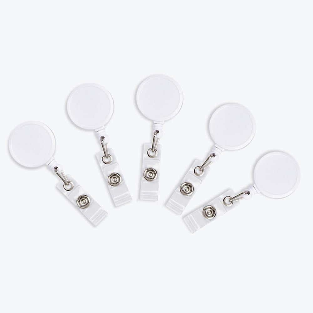 5 Pack Retractable Badge Reel Clips with 360°Swivel Belt Clip Key Name