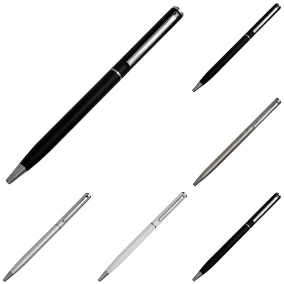 5 Pack Retractable Ballpoint Pen Matte Black - Smooth Writing Click Pens with Metal Clip, Fine Point Office Pens for Home Desk Business, Bulk Ballpoint Pens
