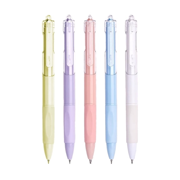 5 Pack Retractable Gel Pens, 0.5mm Fine Tip 5ml Large Capacity Quick-Dry Smooth Writing Black Ink Pen with Ergonomic Grip for Office Daily Use