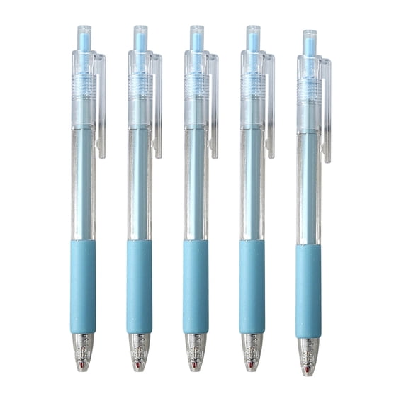 5 Pack Retractable Gel Pens, Blue Barrel, Medium Point (0.5mm), Blue Gel Ink Pens for Home, Office, Journaling, Writing, Note-Taking, Teacher Supplies