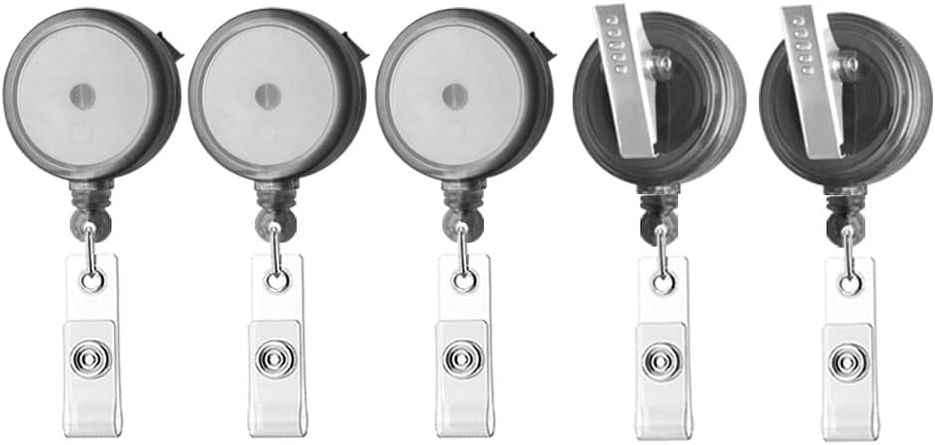  5 Pack Retractable ID Name Badge Holder Reels Bulk Premium Black Clear Retractable Badge