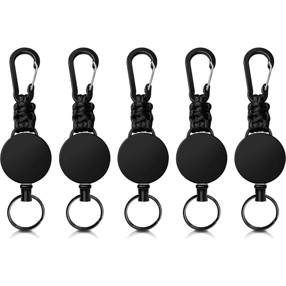 5 Pack Retractable Key Ring,Retractable Tool Lanyard Holder Extendable Reel ID Holders for Keys