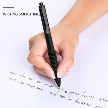 5-Pack Retractable Quick-Dry Gel Pens 0.5mm Black Ink Smooth Writing Press Pens for Exams & Office Tasks