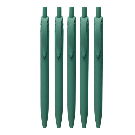 5 Pack Retractable Silent Gel Pens, Army Green Barrel, Medium Point (0.5mm), Quick Dry Army Green Gel Ink Pens for Home, Office, Journaling, Writing, Note-Taking, Teacher Supplies