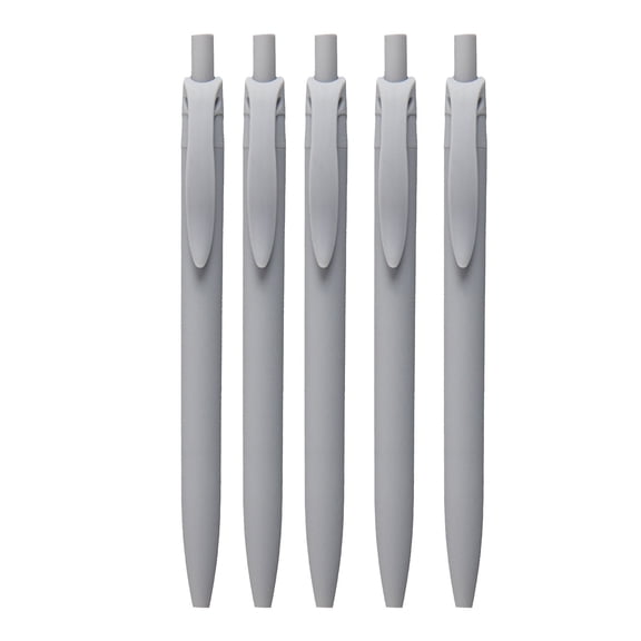 5 Pack Retractable Silent Gel Pens, Gray Barrel, Medium Point (0.5mm), Quick Dry Gray Gel Ink Pens for Home, Office, Journaling, Writing, Note-Taking, Teacher Supplies