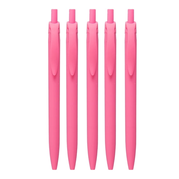 5 Pack Retractable Silent Gel Pens, Hot Pink Barrel, Medium Point (0.5mm), Quick Dry Hot Pink Gel Ink Pens for Home, Office, Journaling, Writing, Note-Taking, Teacher Supplies