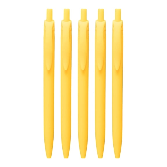 5 Pack Retractable Silent Gel Pens,Yellow Barrel, Medium Point (0.5mm), Quick Dry Yellow Gel Ink Pens for Home, Office, Journaling, Writing, Note-Taking, Teacher Supplies