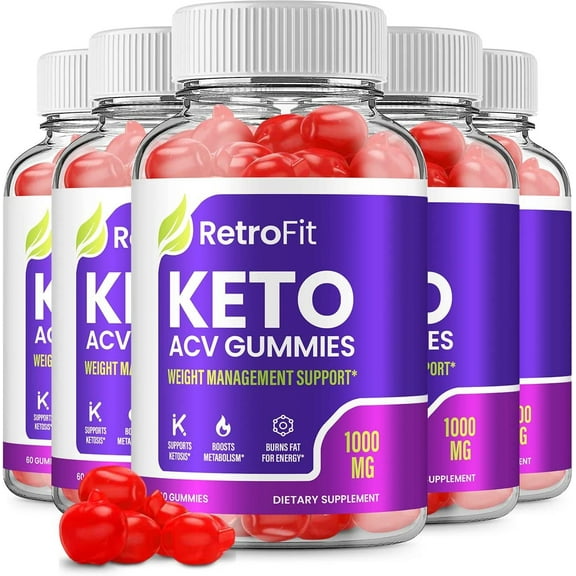 5 Pack Retrofit Keto ACV Gummies Retrofit ACV + Keto Advanced Keto Formula Plus Apple Cider Vinegar Keto Gummies Dietary Supplement B12 Beet Root Juice Men Women 300 Gummies
