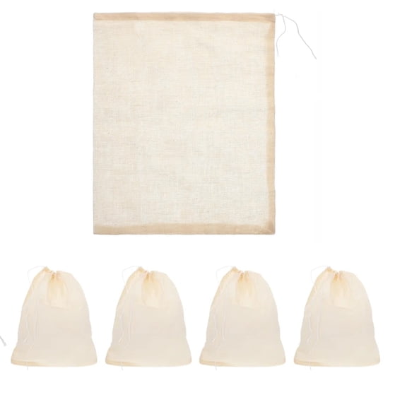 5 Pack Reusable Cooking Cheesecloth Bags | 13x16cm Mesh Cotton Straining Bags | Multipurpose Soup Socks for Broth Grains Herbs | Washable & Durable Kitchen Tools