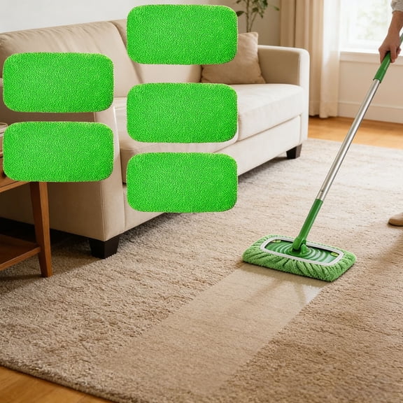 5 Pack Reusable Mop Pads Compatible with Sweeper Mop Thickened Sponge Washable Refills Microfiber Dry Wet Sweeping Cloths for MultiSurface Hardwood Floor Cleaning 10.3x4.4 Inch